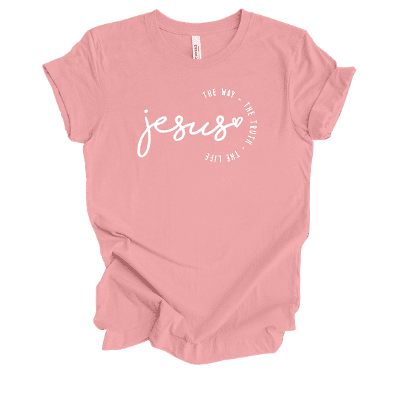 Trenz Shirt Company Christian Tee Jesus The Way, The Truth, The Life Womens Graphic T-Shirt-Pink-xl