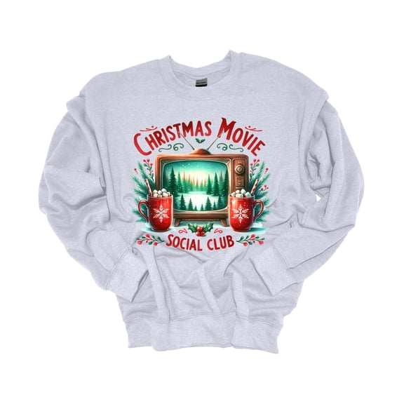 Trenz Shirt Company Christmas Sweatshirt Christmas Movie Social Club Crewneck Sweatshirt-Ash Grey-5xl