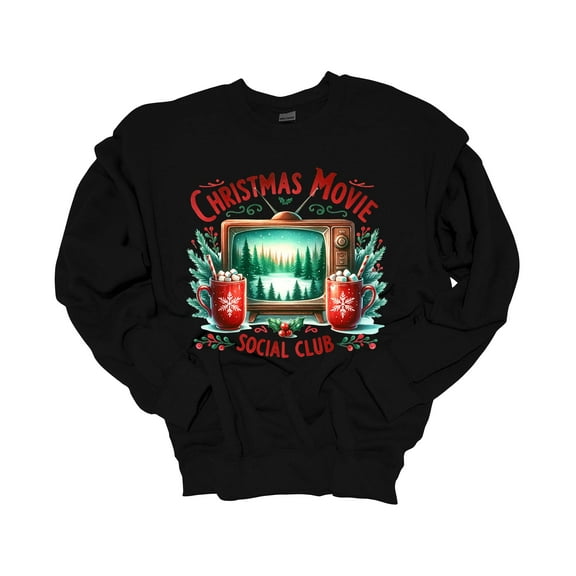 Trenz Shirt Company Christmas Sweatshirt Christmas Movie Social Club Crewneck Sweatshirt-Black-medium
