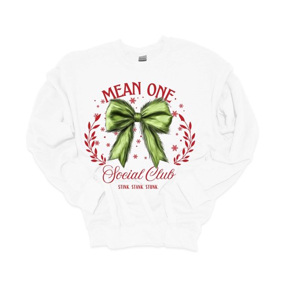 Trenz Shirt Company Christmas Sweatshirt Mean One Social Club Stink Stank Stunk Crewneck Sweatshirt-White-small