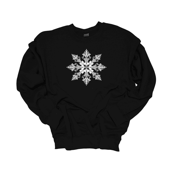 Trenz Shirt Company Christmas Winter Snowflake Crewneck Sweatshirt-Black-medium
