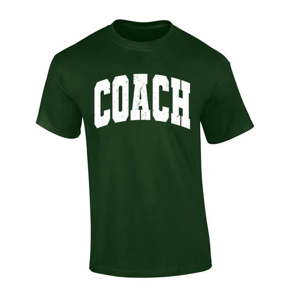 Trenz Shirt Company Coach T-shirt Distressed Sports Team Head Coach Short Sleeve T-shirt-Forest Green-large