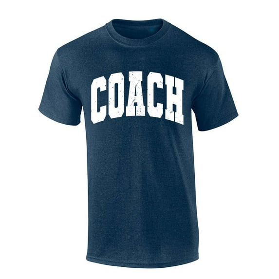 Trenz Shirt Company Coach T-shirt Distressed Sports Team Head Coach Short Sleeve T-shirt-Heather Navy-xxxl