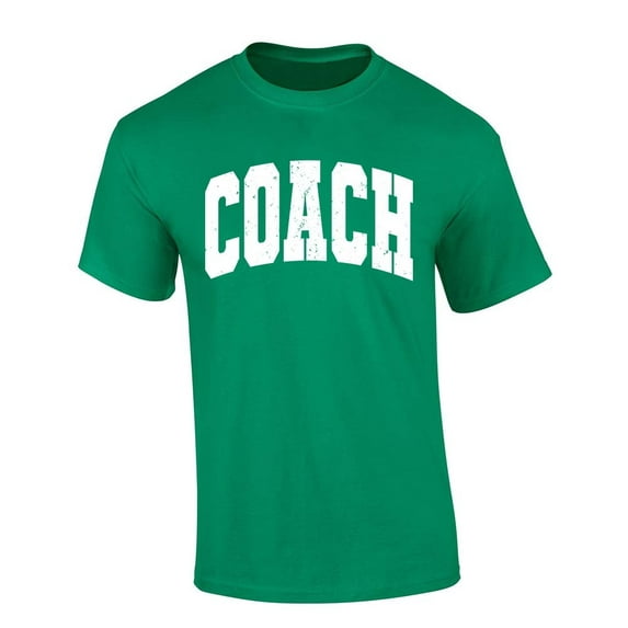 Trenz Shirt Company Coach T-shirt Distressed Sports Team Head Coach Short Sleeve T-shirt-Kelly Green-xxl