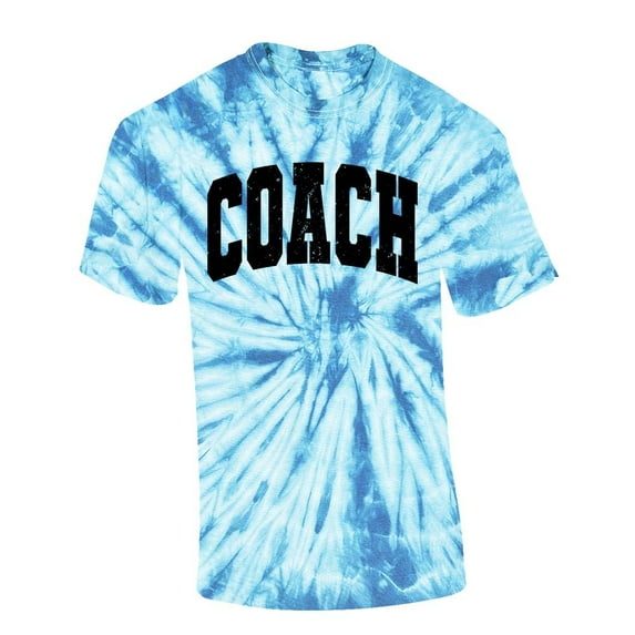 Trenz Shirt Company Coach T-shirt Distressed Sports Team Head Coach Short Sleeve T-shirt-Light Blue Tie Dye-xxl