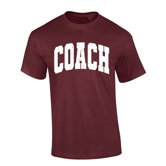 Trenz Shirt Company Coach T-shirt Distressed Sports Team Head Coach Short Sleeve T-shirt-Maroon-xxl
