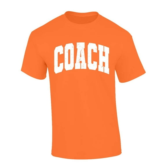 Trenz Shirt Company Coach T-shirt Distressed Sports Team Head Coach Short Sleeve T-shirt-Orange-small