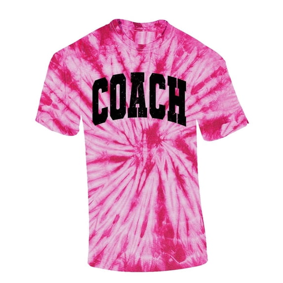 Trenz Shirt Company Coach T-shirt Distressed Sports Team Head Coach Short Sleeve T-shirt-Pink Tie Dye-small