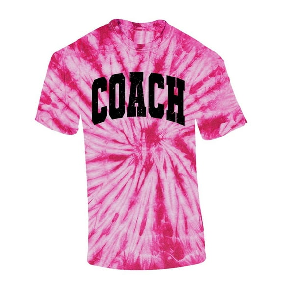 Trenz Shirt Company Coach T-shirt Distressed Sports Team Head Coach Short Sleeve T-shirt-Pink Tie Dye-xxl