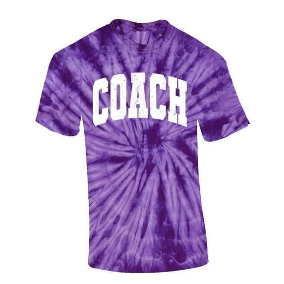 Trenz Shirt Company Coach T-shirt Distressed Sports Team Head Coach Short Sleeve T-shirt-Purple Tie Dye-large