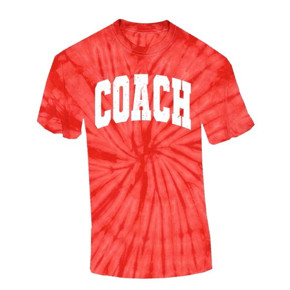 Trenz Shirt Company Coach T-shirt Distressed Sports Team Head Coach Short Sleeve T-shirt-Red Tie Dye-xl