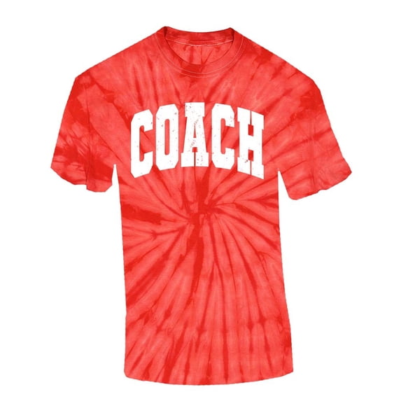Trenz Shirt Company Coach T-shirt Distressed Sports Team Head Coach Short Sleeve T-shirt-Red Tie Dye-xxl