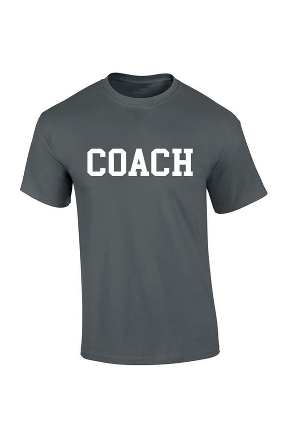 Coach T-shirt Sports Team Head Coach Front and Back Short Sleeve T-shirt-Charcoal-xl