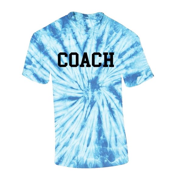 Trenz Shirt Company Coach T-shirt Sports Team Head Coach Front and Back Short Sleeve T-shirt-Light Blue Tie Dye-medium