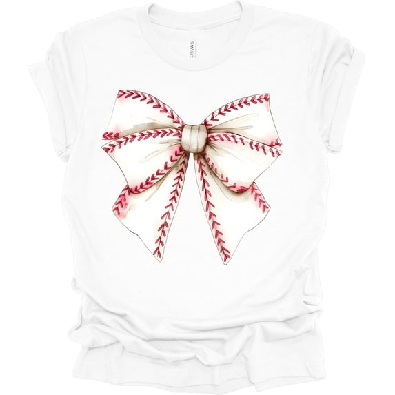 Trenz Shirt Company Coquette Baseball Bow Womens Short Sleeve T-shirt-White-4X-Large
