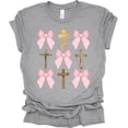 thumbnail image 1 of Trenz Shirt Company Coquette Cross and Bows Short Sleeve T-shirt-Athletic Heather-4X-Large, 1 of 1