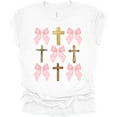thumbnail image 1 of Trenz Shirt Company Coquette Cross and Bows Short Sleeve T-shirt-White-4X-Large, 1 of 1