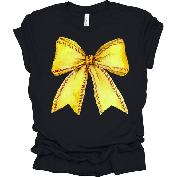 Trenz Shirt Company Coquette Softball Bow Womens Short Sleeve T-shirt-Black-Small