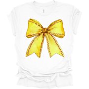 Trenz Shirt Company Coquette Softball Bow Womens Short Sleeve T-shirt-White-X-Large