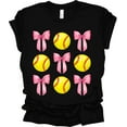 thumbnail image 1 of Trenz Shirt Company Coquette Softball and Bows Womens Short Sleeve T-shirt-Black-Large, 1 of 1