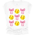 thumbnail image 1 of Trenz Shirt Company Coquette Softball and Bows Womens Short Sleeve T-shirt-White-4X-Large, 1 of 1