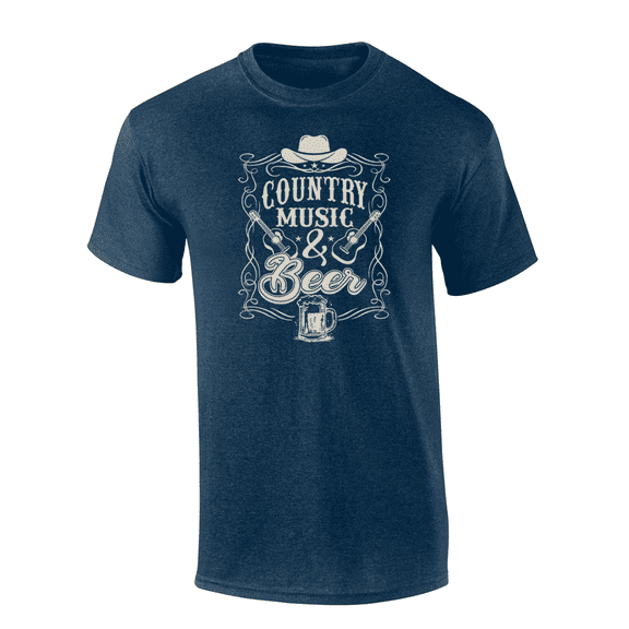 Trenz Shirt Company Country Music & Beer Mens Short-Sleeve T-Shirt-Heather Navy-xl