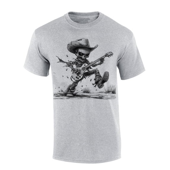 Trenz Shirt Company Cowboy Cyborg Playing Guitar Short Sleeve T-shirt-Sports Grey-5xl