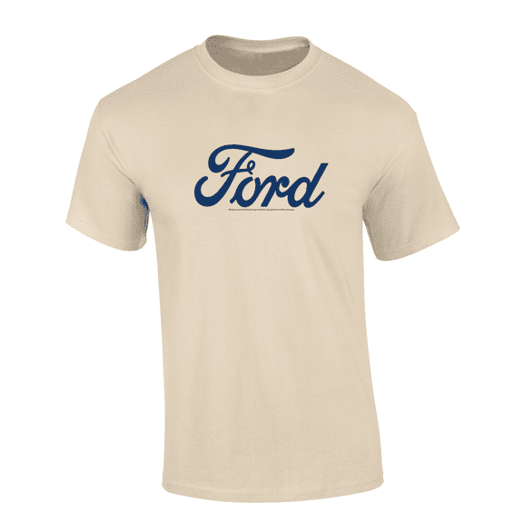 Trenz Shirt Company Cursive Ford Graphic Short-Sleeve Mens T-Shirt - Blue Design-Sand-xl