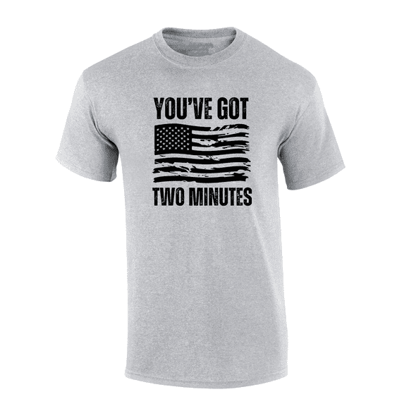 Trenz Shirt Company Distressed American Flag You've Got Two Minutes Kash Quote Short-Sleeve T-shirt Graphic Tee Graphic Tee-Sports Grey-5xl