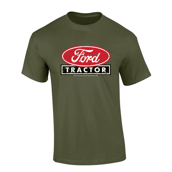 Trenz Shirt Company Distressed Ford Oval Tractor Graphic Short-Sleeve Mens T-Shirt-Military-xl