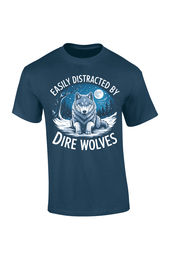 Easily Distracted By Dire Wolves Graphic Short-Sleeve T-Shirt-Blue Dusk-xxxl