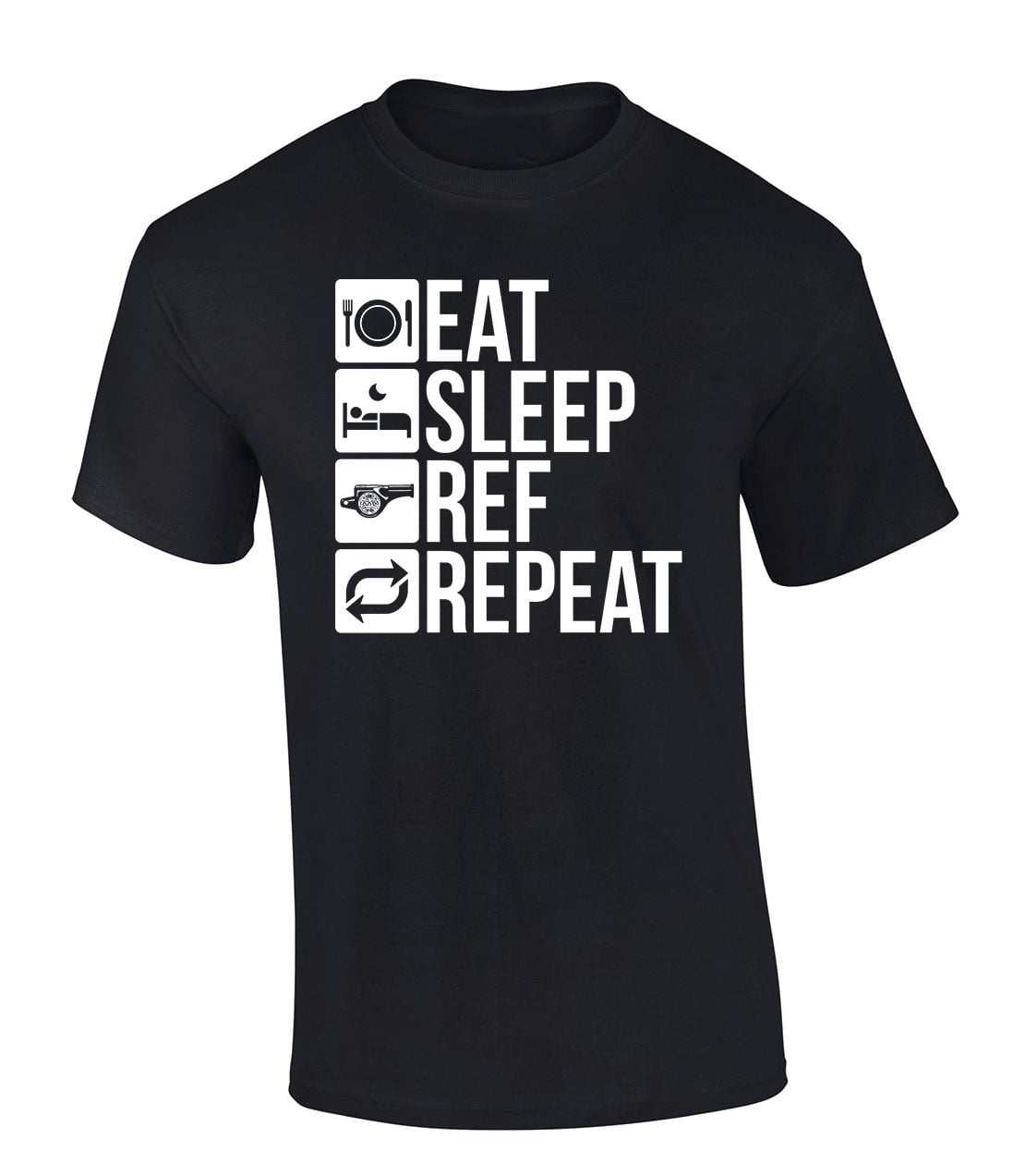 Trenz Shirt Company Eat Sleep Ref Repeat Funny IAABO Basketball Short Sleeve T-Shirt-Black-Large