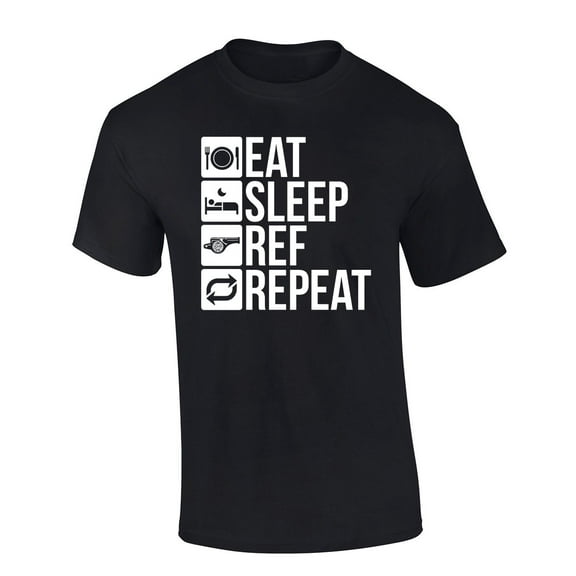 Trenz Shirt Company Eat Sleep Ref Repeat Funny IAABO Basketball Short Sleeve T-Shirt-Black-Small