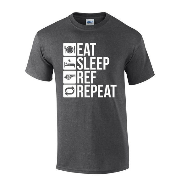 Trenz Shirt Company Eat Sleep Ref Repeat Funny IAABO Basketball Short Sleeve T-Shirt-Heather Grey-Medium