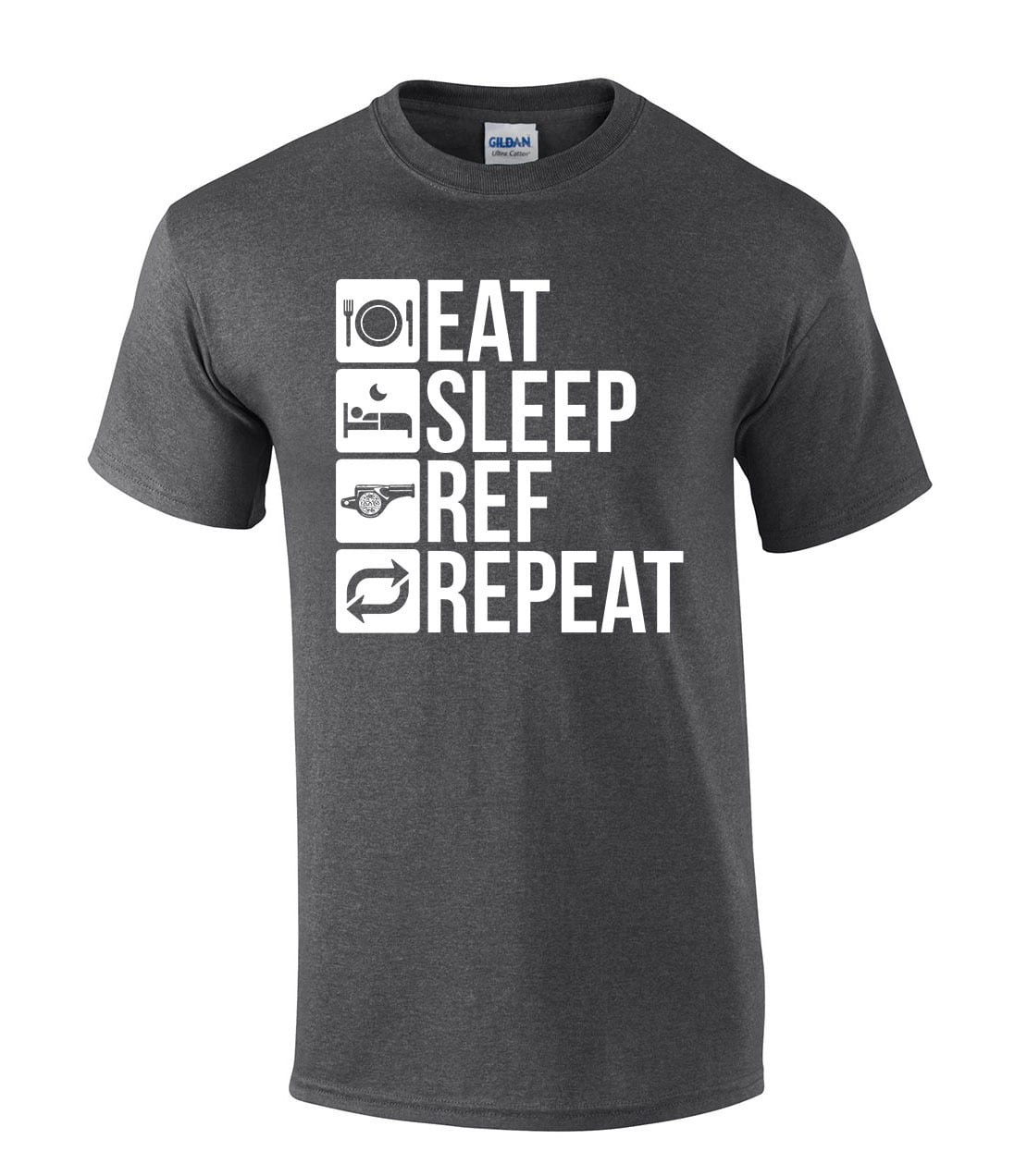 Trenz Shirt Company Eat Sleep Ref Repeat Funny IAABO Basketball Short Sleeve T-Shirt-Heather Grey-Small