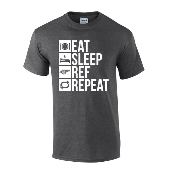 Trenz Shirt Company Eat Sleep Ref Repeat Funny IAABO Basketball Short Sleeve T-Shirt-Heather Grey-XL