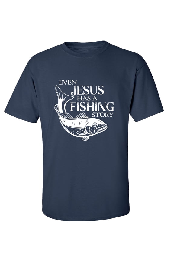 Even Jesus Has A Fishing Story Unisex Short Sleeve T-shirt-Navy-xl