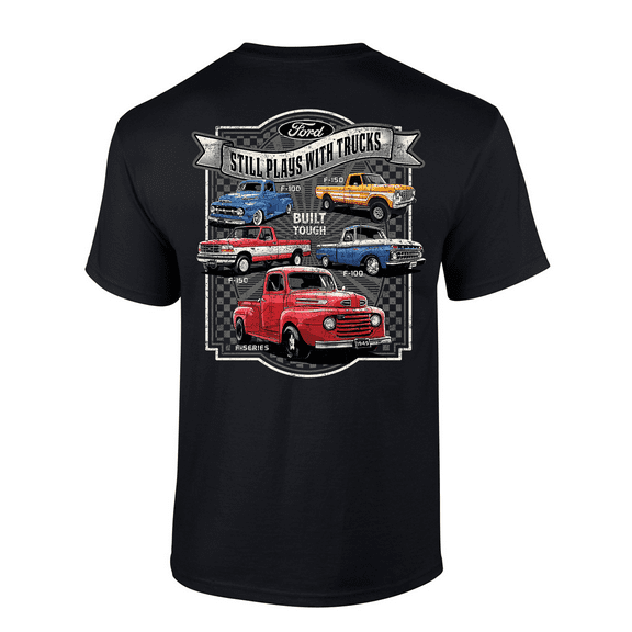 Trenz Shirt Company F-100, F-150, F-Series Built Tough Still Plays With Trucks Graphic Short-Sleeve Mens T-Shirt-Black-xl