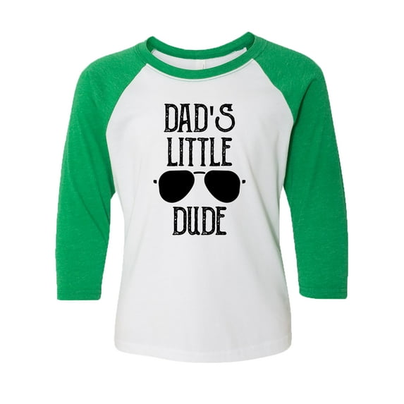 Trenz Shirt Company Father's Day Dad's Little Dude Youth Baseball Tee-Green-Medium