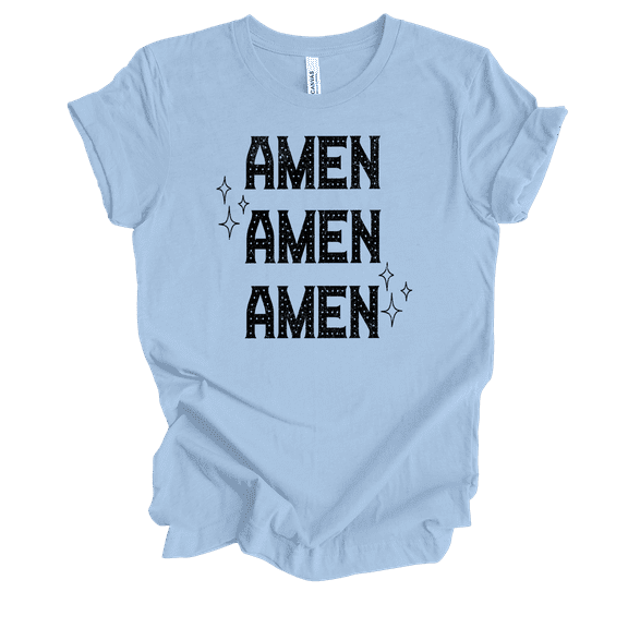 Trenz Shirt Company Fear Not Amen Stacked Womens Christian Short Sleeve T-shirt-Baby Blue-large