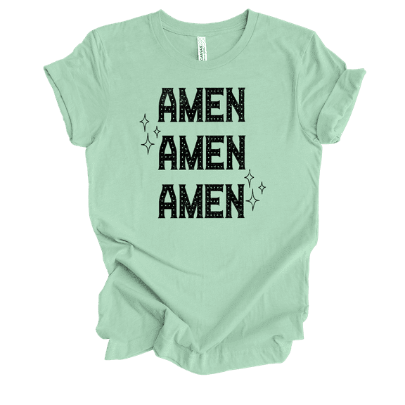Trenz Shirt Company Fear Not Amen Stacked Womens Christian Short Sleeve T-shirt-Mint-medium