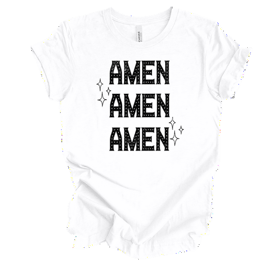 Trenz Shirt Company Fear Not Amen Stacked Womens Christian Short Sleeve T-shirt-White-large