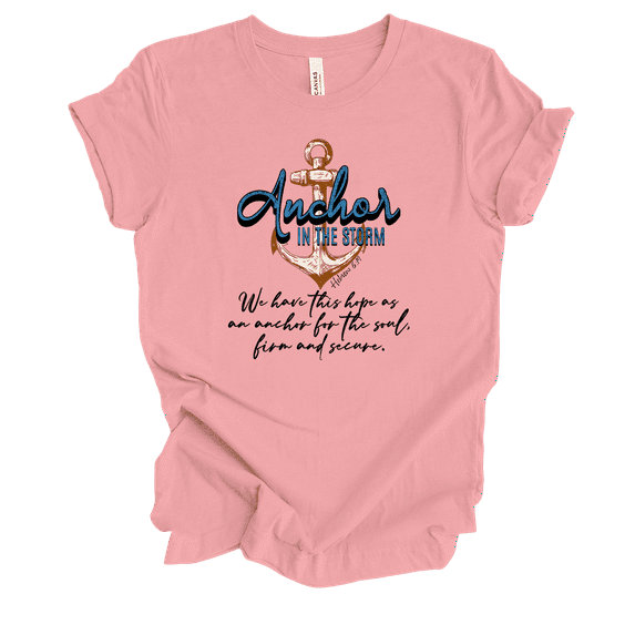 Trenz Shirt Company Fear Not Anchor In The Storm Hebrews 5:19 Womens Christian Short Sleeve T-shirt-Pink-4xl