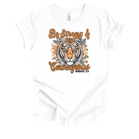 Trenz Shirt Company Fear Not Be Strong And Courageous Joshua 1:9 Womens Christian Short Sleeve T-shirt-White-4xl