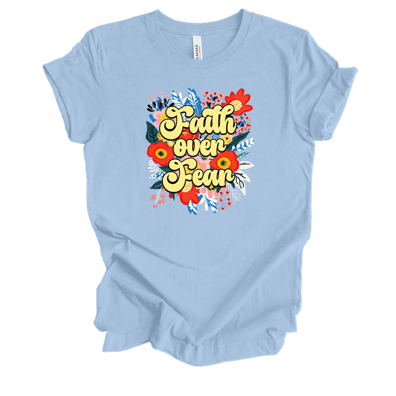 Trenz Shirt Company Fear Not Faith Over Fear Womens Christian Short Sleeve T-shirt-Baby Blue-4xl