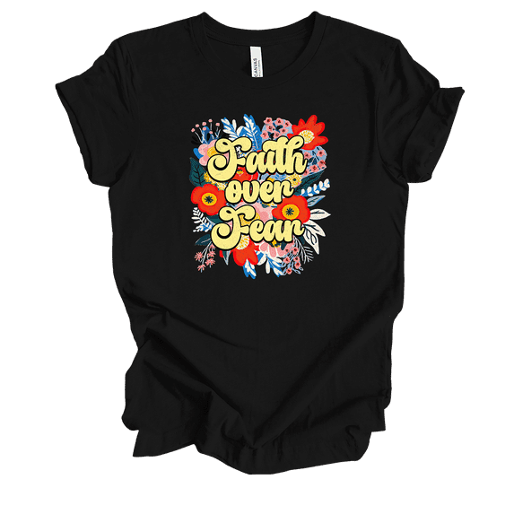 Trenz Shirt Company Fear Not Faith Over Fear Womens Christian Short Sleeve T-shirt-Black-5xl