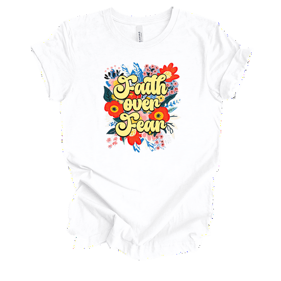 Trenz Shirt Company Fear Not Faith Over Fear Womens Christian Short Sleeve T-shirt-White-5xl