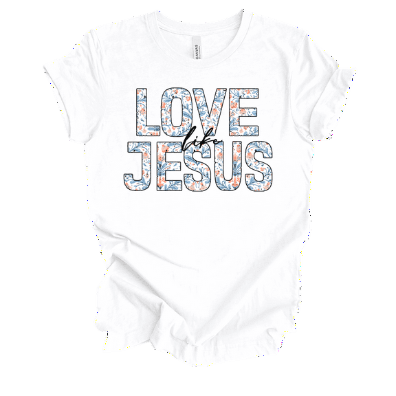 Trenz Shirt Company Fear Not Floral Love Like Jesus Womens Christian Short Sleeve T-shirt-White-large
