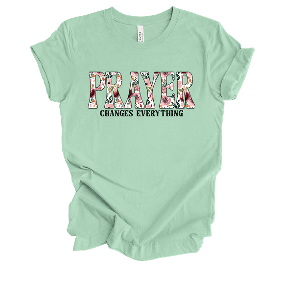 Trenz Shirt Company Fear Not Floral Prayer Changes Everything Womens Christian Short Sleeve T-shirt-Mint-xl