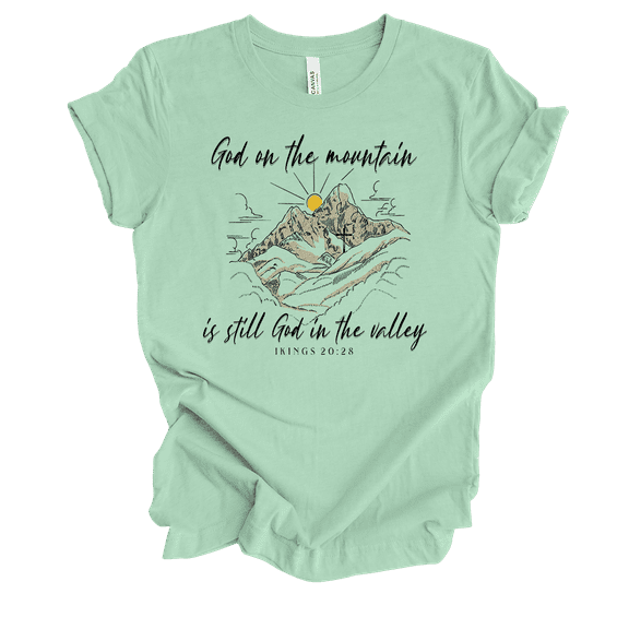 Trenz Shirt Company Fear Not God On The Mountain 1 Kings 20:28 Womens Christian Short Sleeve T-shirt-Mint-medium